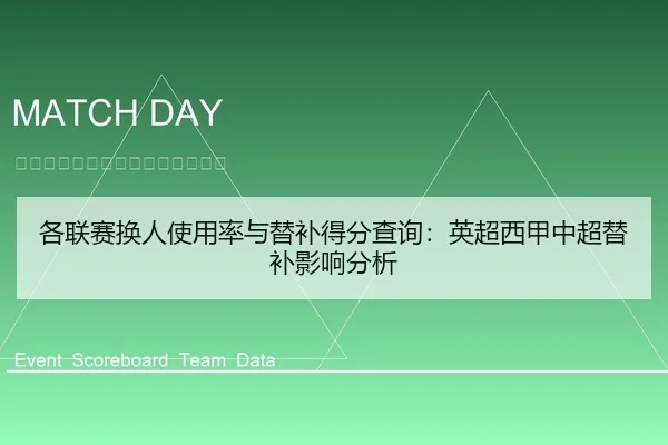 各联赛换人使用率与替补得分查询：英超西甲中超替补影响分析